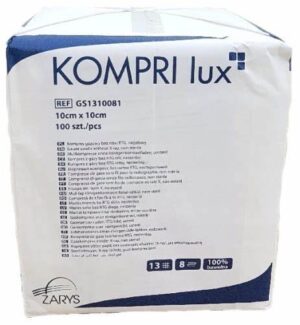 Kompresy gazowe KOMPRI Lux niejałowe 10x10cm, 100 sztuk, REF: GS1310081