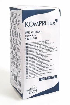 Kompresy gazowe KOMPRI Lux niejałowe 5x5cm, 100 sztuk, REF: GS1305081