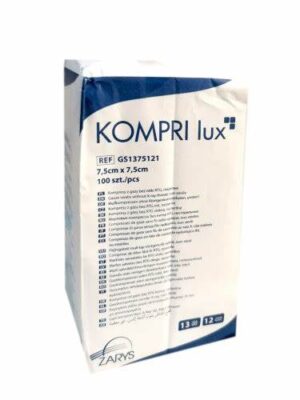 Kompresy gazowe KOMPRI Lux niejałowe 7,5x7,5cm, 100 sztuk, REF: GS1375081