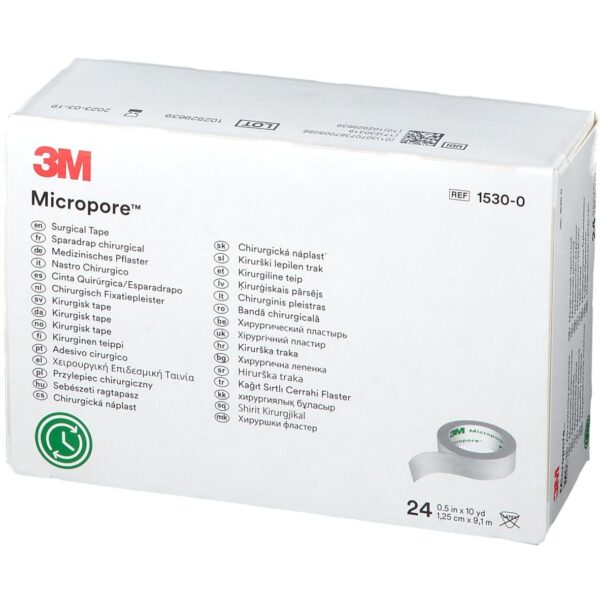 Przylepiec chirurg 3M Micropore 1,25cm x 9,1m, 6 sztuk, REF: 1530-0