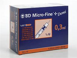 Strzykawki BD Micro-fine + 1/2 U, U-100 30G, 0,30x8mm , 0,3 ml, 100 sztuk, REF: 324826
