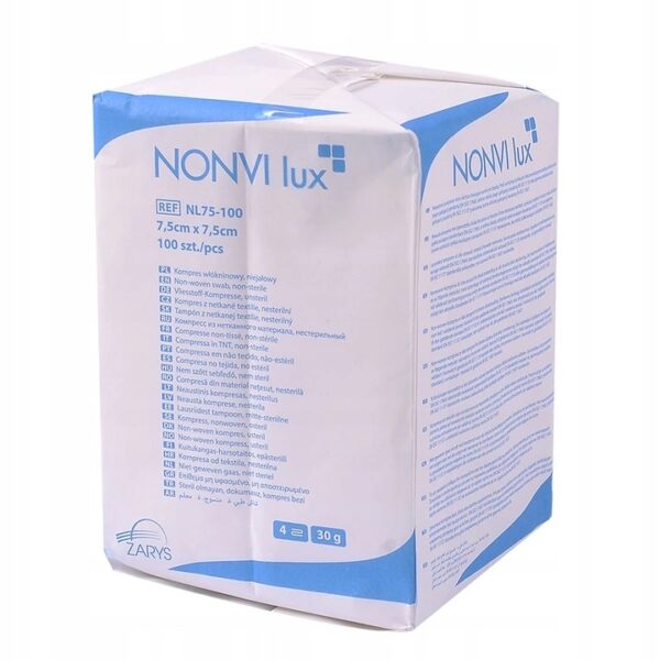 Kompresy włókninowe niejałowe NONVI lux 7,5 x 7,5 cm, 100 sztuk, REF: NL75-100