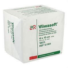 Kompresy włókninowe Vliwasoft, niejałowe, 10cm x 10cm, 100 sztuk, REF: 12064