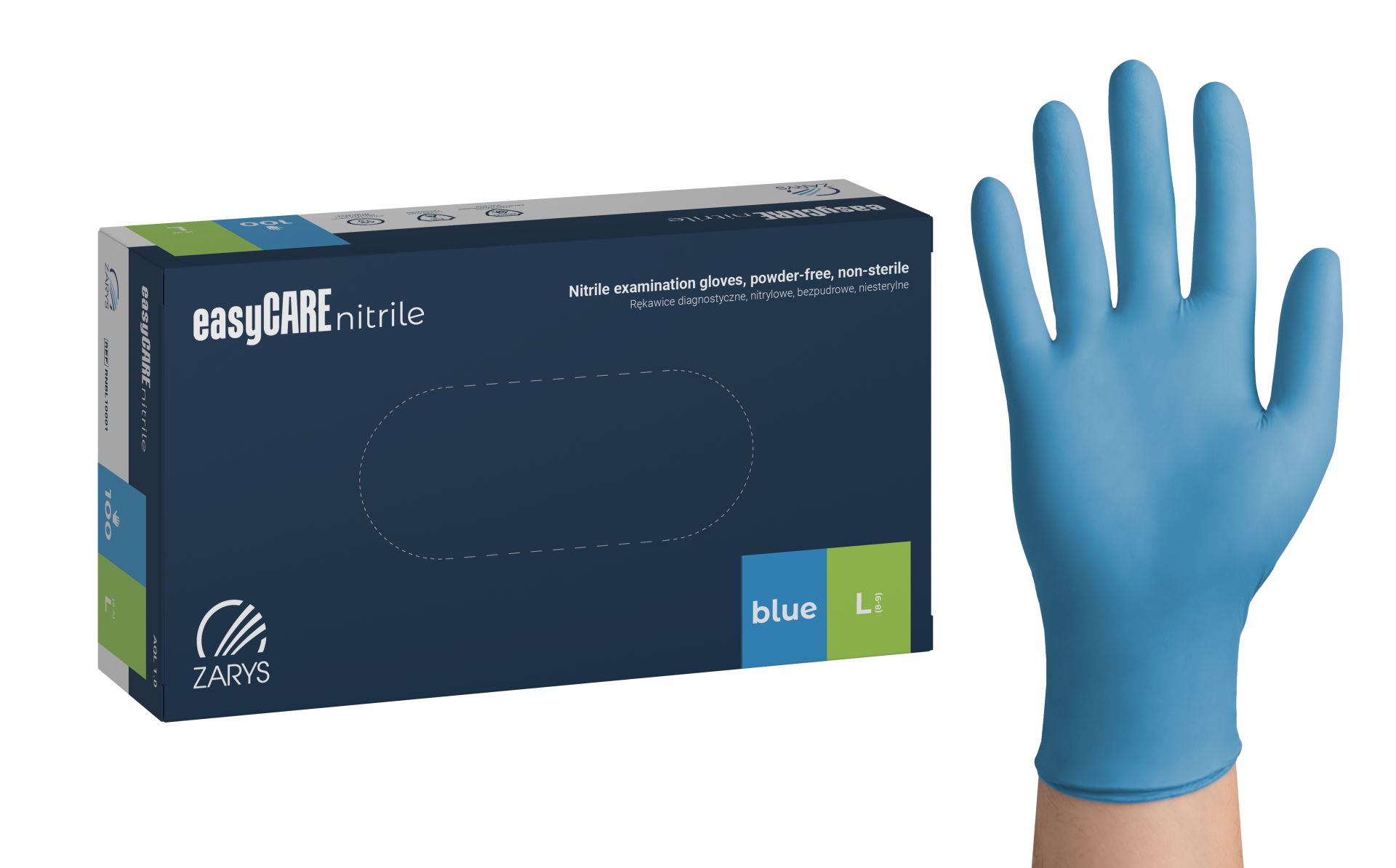 Rękawiczki nitrylowe niebieskie Zarys easyCARE - obrazek 3