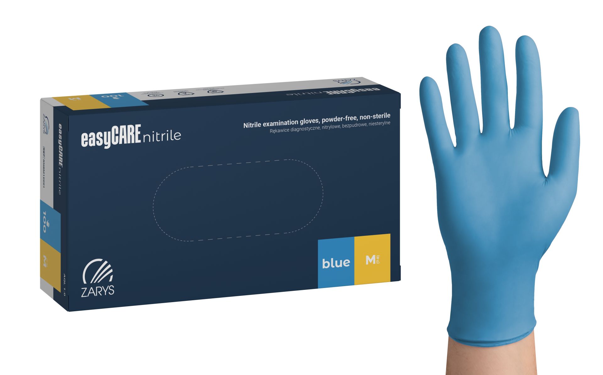 Rękawiczki nitrylowe niebieskie Zarys easyCARE - obrazek 2