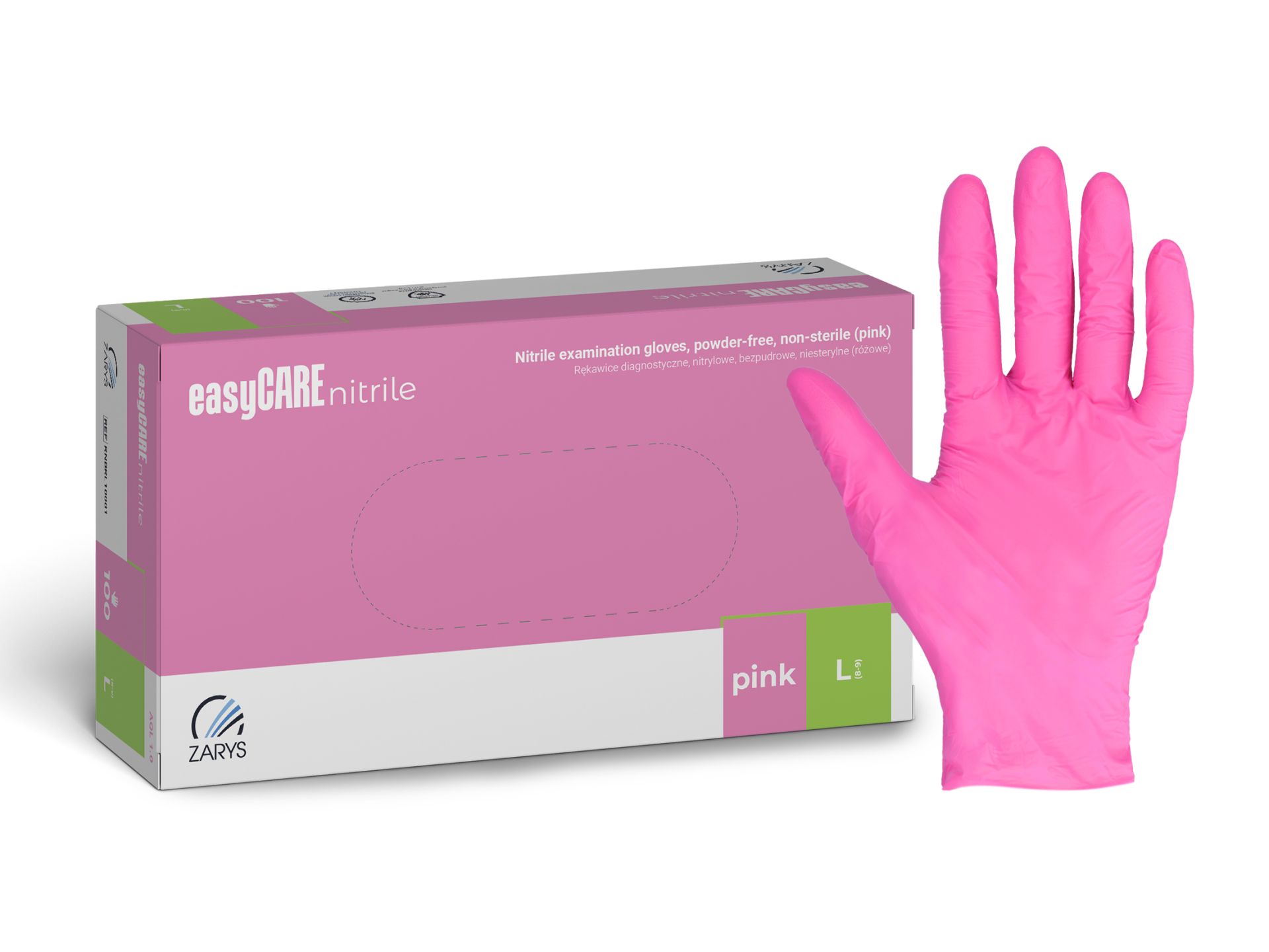 Rękawiczki nitrylowe różowe Zarys easyCARE - obrazek 3