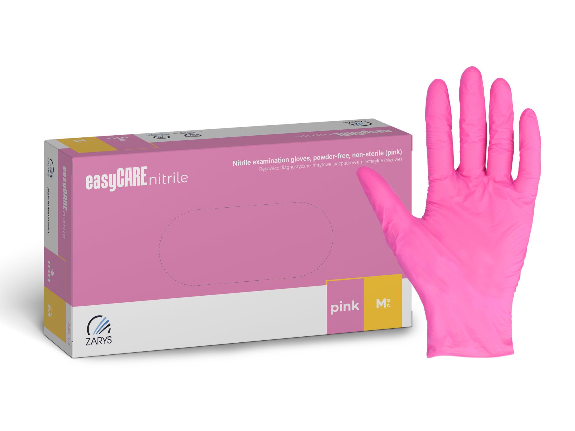 Rękawiczki nitrylowe różowe Zarys easyCARE - obrazek 2