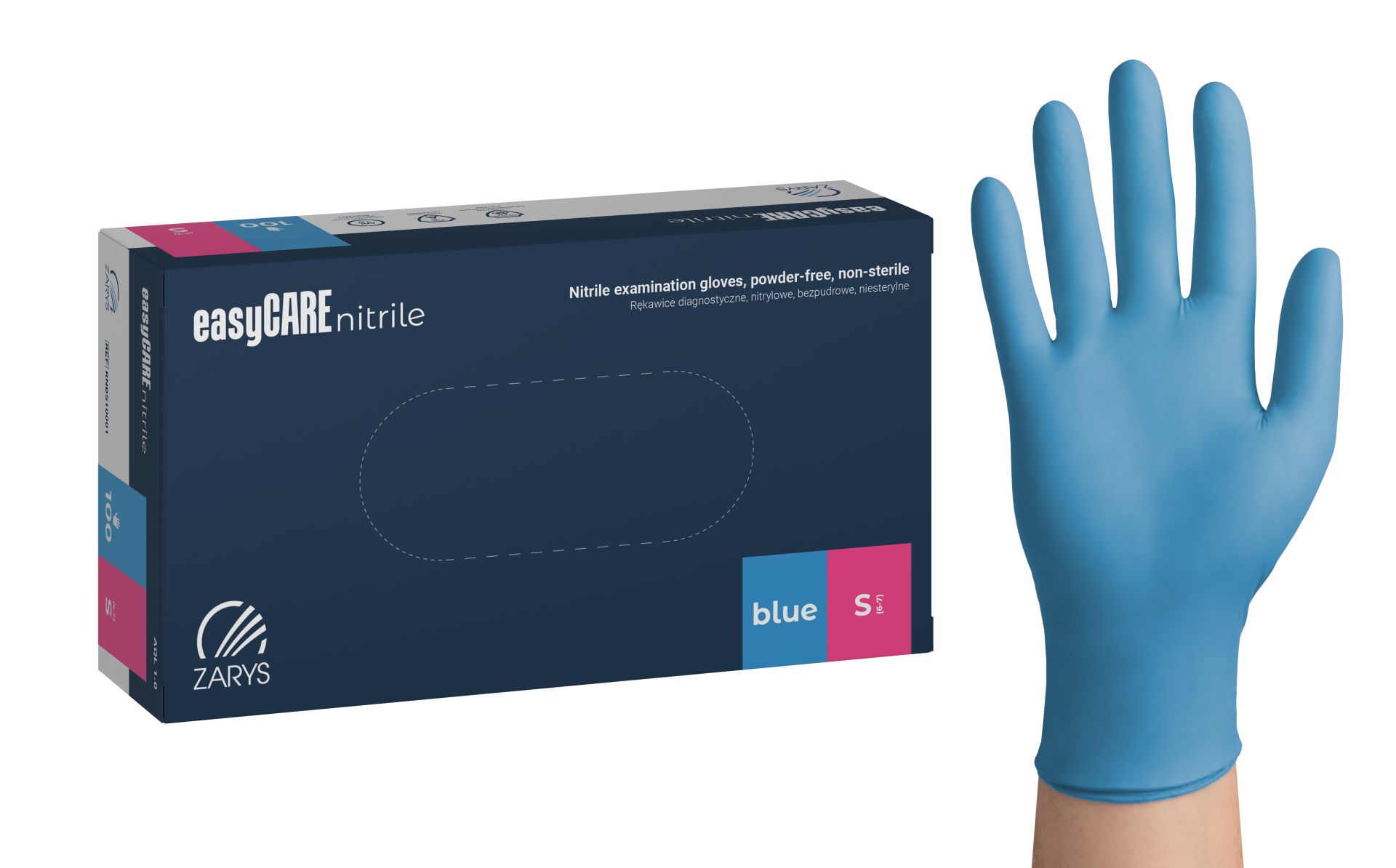 Rękawiczki nitrylowe niebieskie Zarys easyCARE