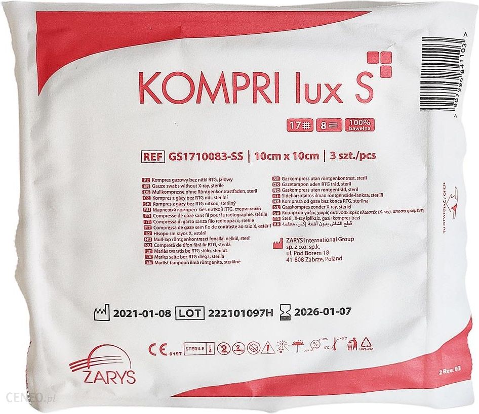 Zarys KOMPRI lux S, kompresy gazowe jałowe - obrazek 4